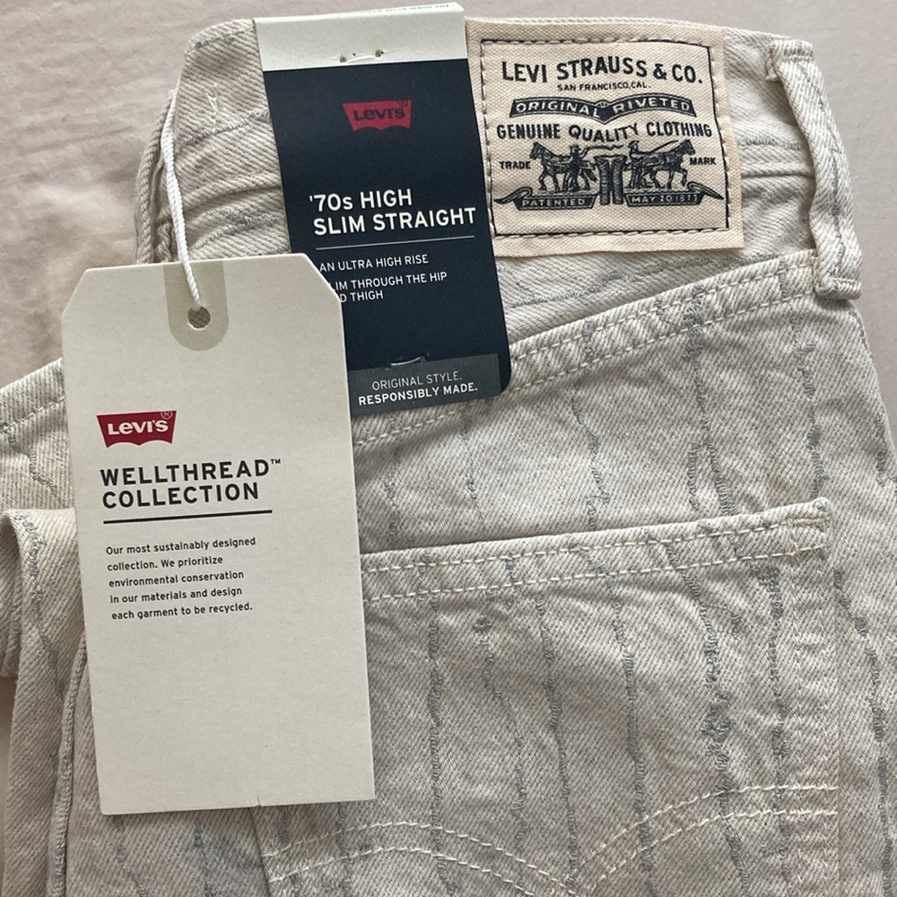NEW!! LEVI'S WELLTHREAD 70S HIGH RISE STRAIGHT FIT WOMEN'S JEANS - Picture 7 of 10